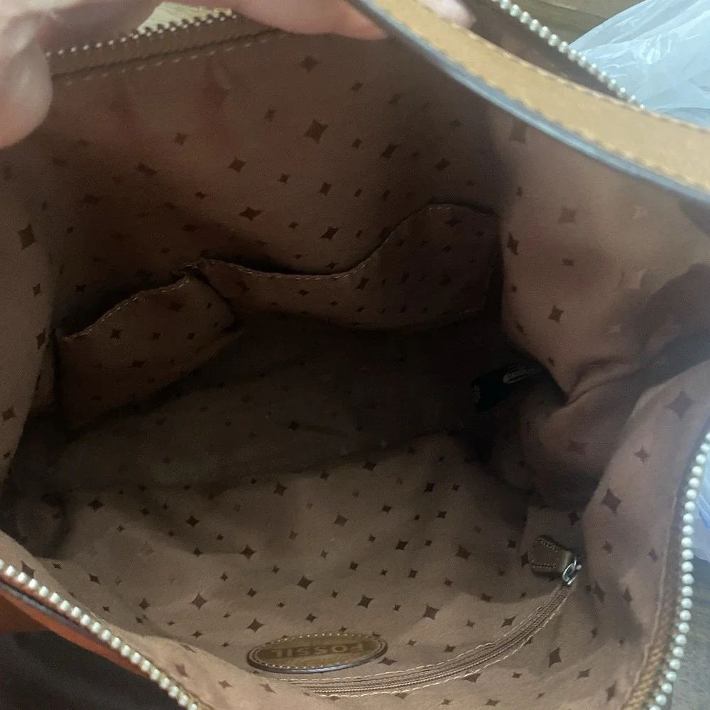 Fossil Brown Leather Hobo Shoulder Bag W Matching Wallet & Dust Bag